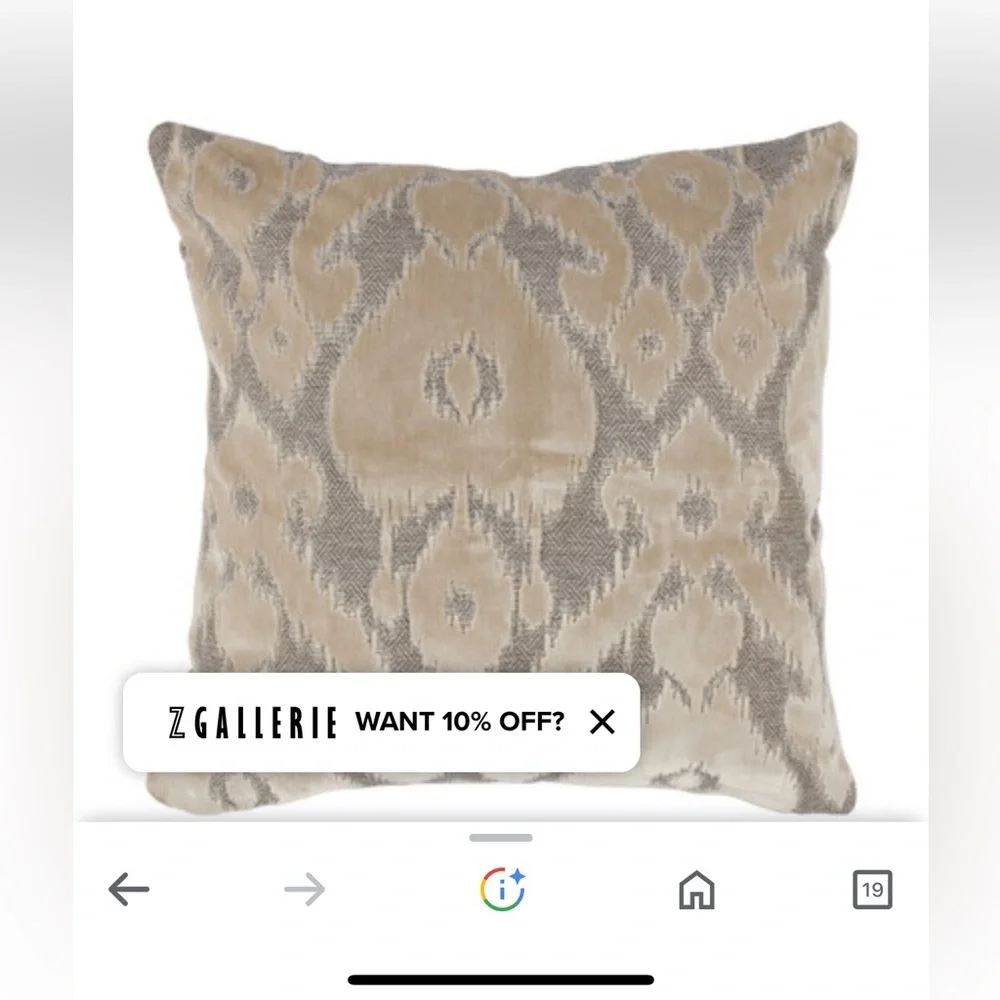 Z GALLERIE Decorative Throw Pillow size 24” Square in Blue/Grey